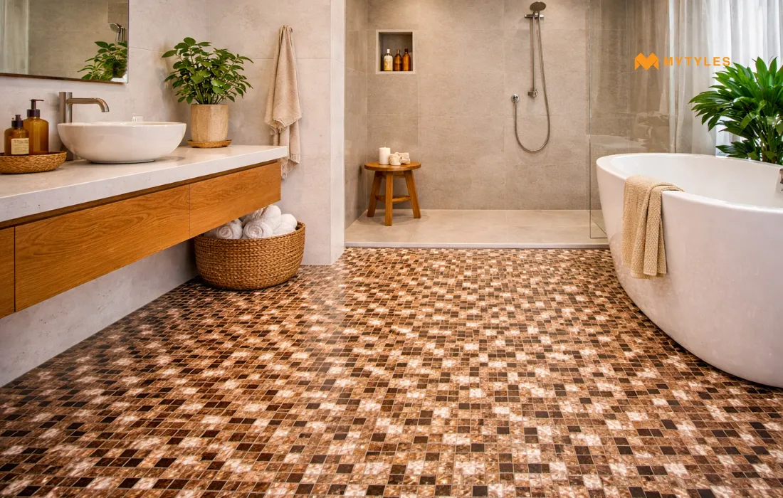 Mosaic Floor Tile in Bathroom